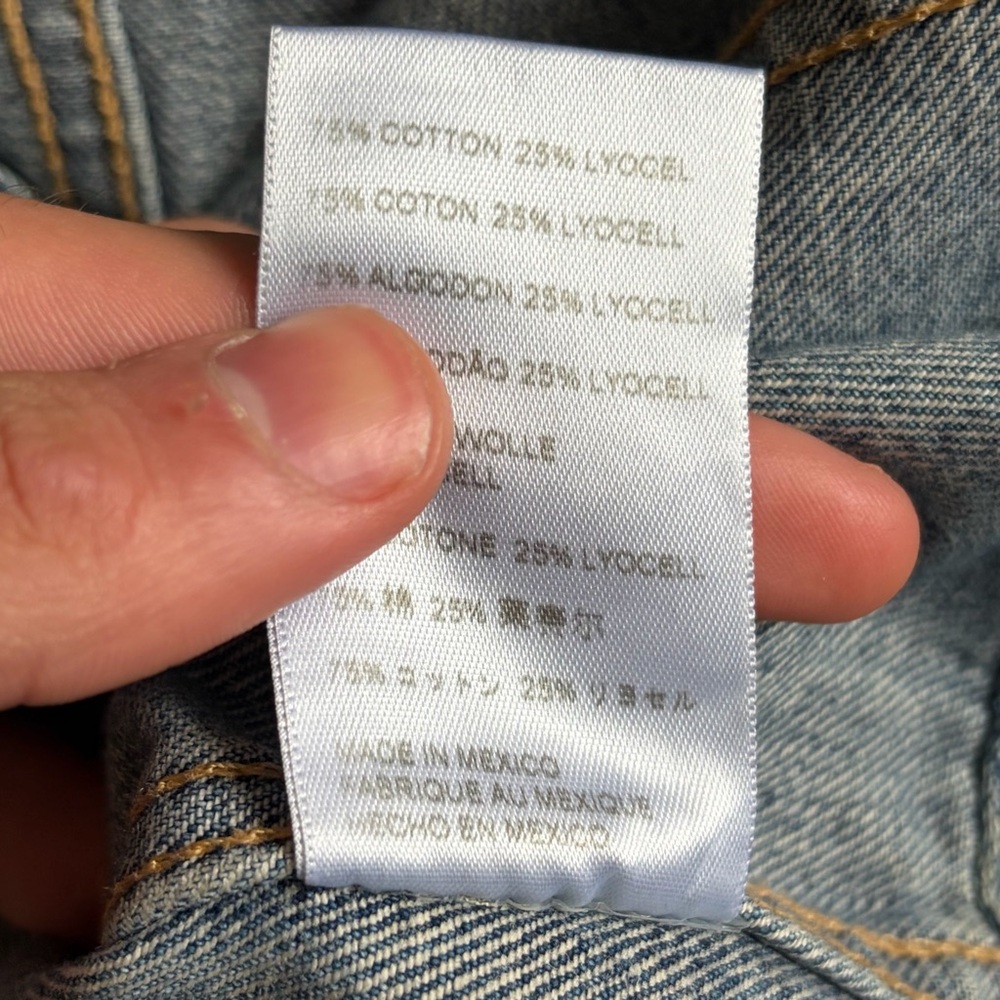 ABLE Women's Merly Denim Trucker Jacket Distressed Blue Closet Staple Sz Medium - Picture 14 of 14